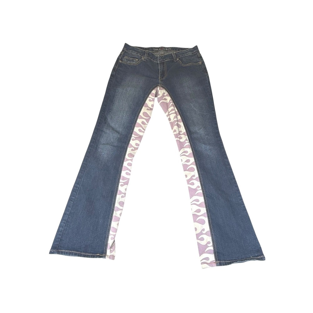 GRAVITATE Denim Flare Jeans Purple Flame Insert Y2K Style‎ W8 L32
